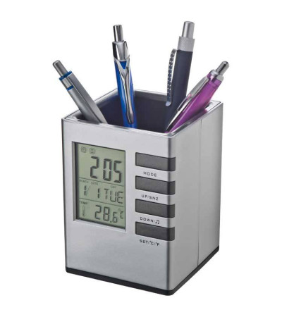 Підставка для канцтоварів Macma з годинником