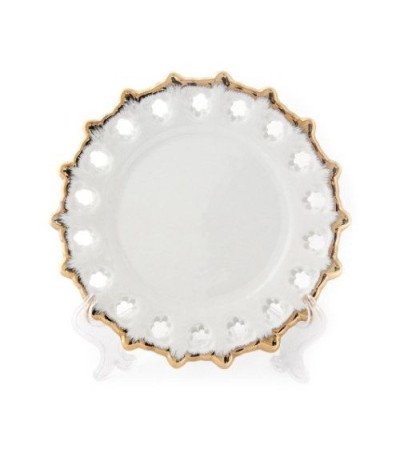 Тарелка фарфоровая с золотой каймой D 160 мм 51KT03