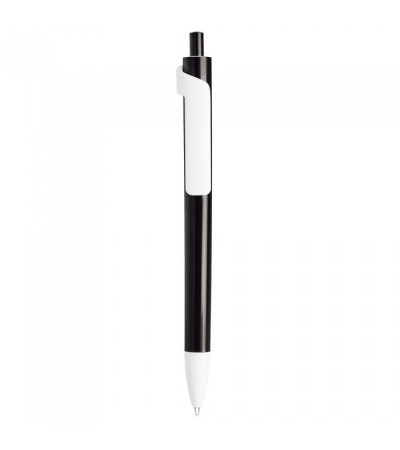 Ручка пластиковая в цветном корпусе с белыми элементами Forte (Lecce Pen) под тампо-печать