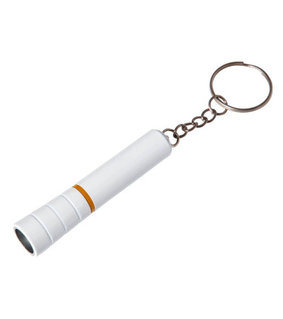 Брелок-фонарик из пластика в белом корпусе с цветным ободком 957733 под логотип