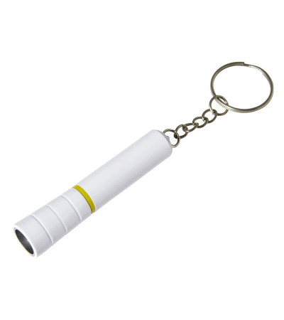 Брелок-фонарик из пластика в белом корпусе с цветным ободком 957733 под логотип