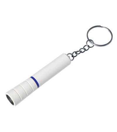 Брелок-фонарик из пластика в белом корпусе с цветным ободком 957733 под логотип