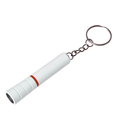 Брелок-фонарик из пластика в белом корпусе с цветным ободком 957733 под логотип