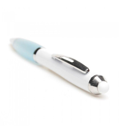 Ручка-стилус исполнена в белом корпусе с хромированными элементами 391634 под нанесение