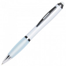Ручка-стилус исполнена в белом корпусе с хромированными элементами 391634 под нанесение