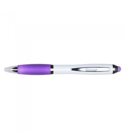 Ручка-стилус исполнена в белом корпусе с хромированными элементами 391634 под нанесение