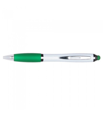 Ручка-стилус исполнена в белом корпусе с хромированными элементами 391634 под нанесение