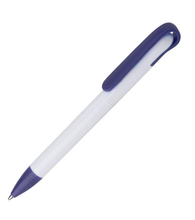 Ручка в белом корпусе с цветным клипом и наконечником 957977 под нанесение логотипа