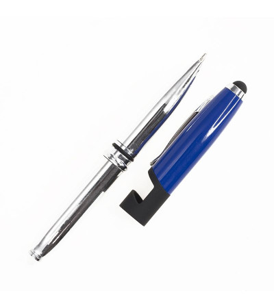 Ручка металлическая 3 в 1, стилус, фонарик, держатель для смартфона 260M под гравировку