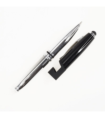 Ручка металлическая 3 в 1, стилус, фонарик, держатель для смартфона 260M под гравировку