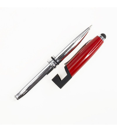 Ручка металлическая 3 в 1, стилус, фонарик, держатель для смартфона 260M под гравировку