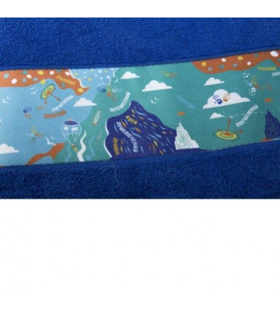 Синие полотенце с белым бордюром