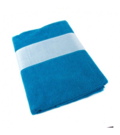Синие полотенце с белым бордюром