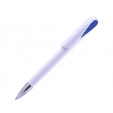 Ручка с необычным дизайном Split White из пластика с хромированными элементами, под логотип