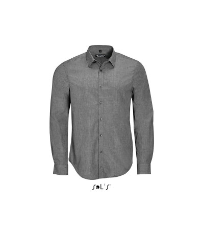Рубашка мужская из поплина меланж с длинным рукавом SOL’S BARNET MEN 014282