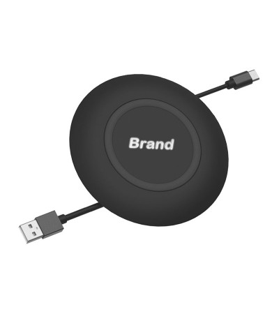 Беспроводная зарядная станция LINE ART ROUND QI, 10W, светящийся логотип