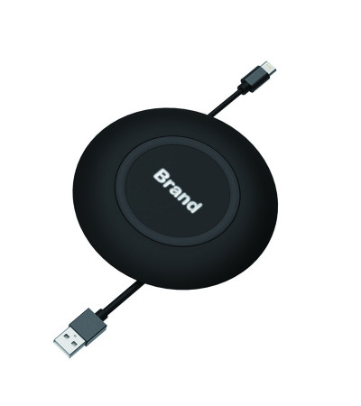 Беспроводная зарядная станция LINE ART ROUND QI - LIGHTING, 10W светящийся логотип