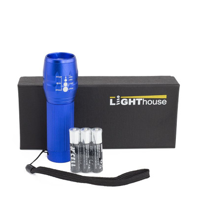 Супер фонарь влагозащищенный Pocket с LED диодами и линзой в металлическом корпусе с 3 режимами работы под гравировку