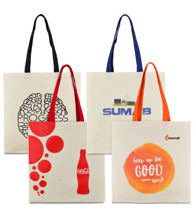 Эко-сумка из хлопка с цветными ручками (38х40 см) 240г/кв.м ТМ Эко-Торба Украинского производства