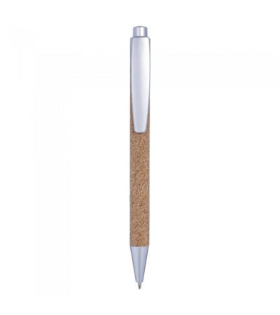 Незвичайна ручка з коркового матеріалу з пластиковими елементами під друк логотипу