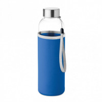 Стильна пляшка для води зі скла в чохлі, з назвою UTAH GLASS, під логотип