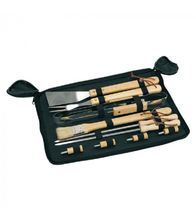 Набор для гриля BBQ с нержавеющей стали, 10 в 1, в удобном чехле, под печать логотипа