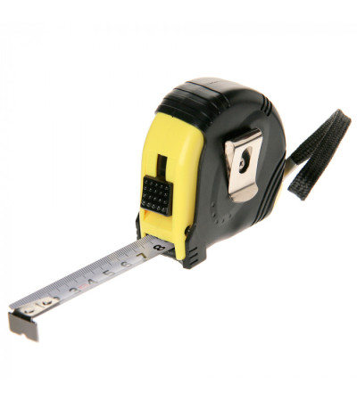 Пластиковая рулетка, 90403235,  в резиновом корпусе, 5 метров с фиксатором, под нанесение