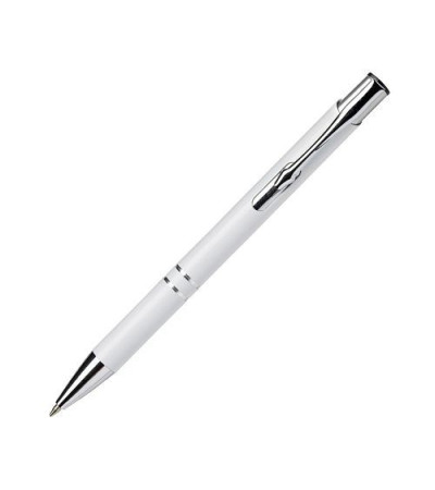 Металлическая ручка в цветном корпусе с хромированными насечками 953444 под гравировку логотипа