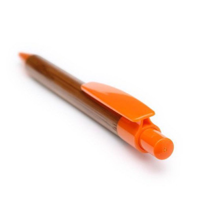 Ручка в бамбуковом, прочном корпусе с цветными деталями, 953993 под печать логотипа