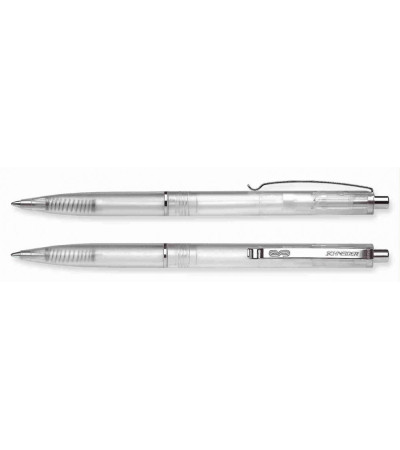 Ручка під моделлю K20, в прозорому, пластиковому, кольоровому корпусі, від виробника Schneider, під друк логотипу