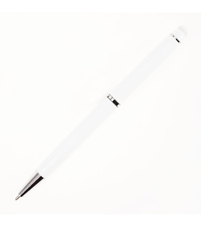 Ручка в элегантном стиле, с названием Gloria в металлическом, глянцевом корпусе и стилусом, под печать логотипа