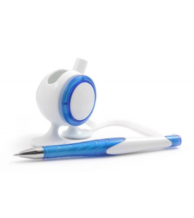 Ручка на подставке со шнурком, в пластиковом корпусе, 6100, под тампо-печать логотипа