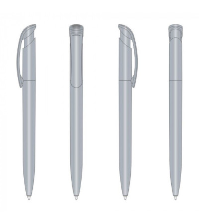Серебристая ручка, с названием Clear Silver, в пластиковом корпусе, под тампо-печать