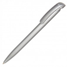 Серебристая ручка, с названием Clear Silver, в пластиковом корпусе, под тампо-печать