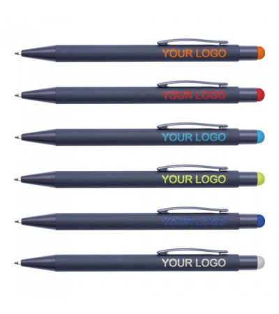 Ручка в оригинальном дизайне, в металлическом корпусе со стилусом, 9584, под цветную гравировку