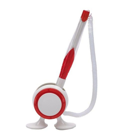 Ручка из прочного пластика на подставке, в белом корпусе и цветными элементами, 911016, под печать