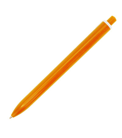 Кнопочная пластиковая шариковая ручка с цветным корпусом и белым клипом Wideclip