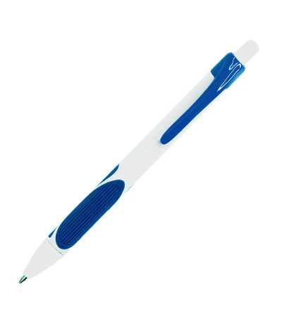 Пластиковая шариковая ручка Relief с белым корпусом и цветными рифлёными вставками