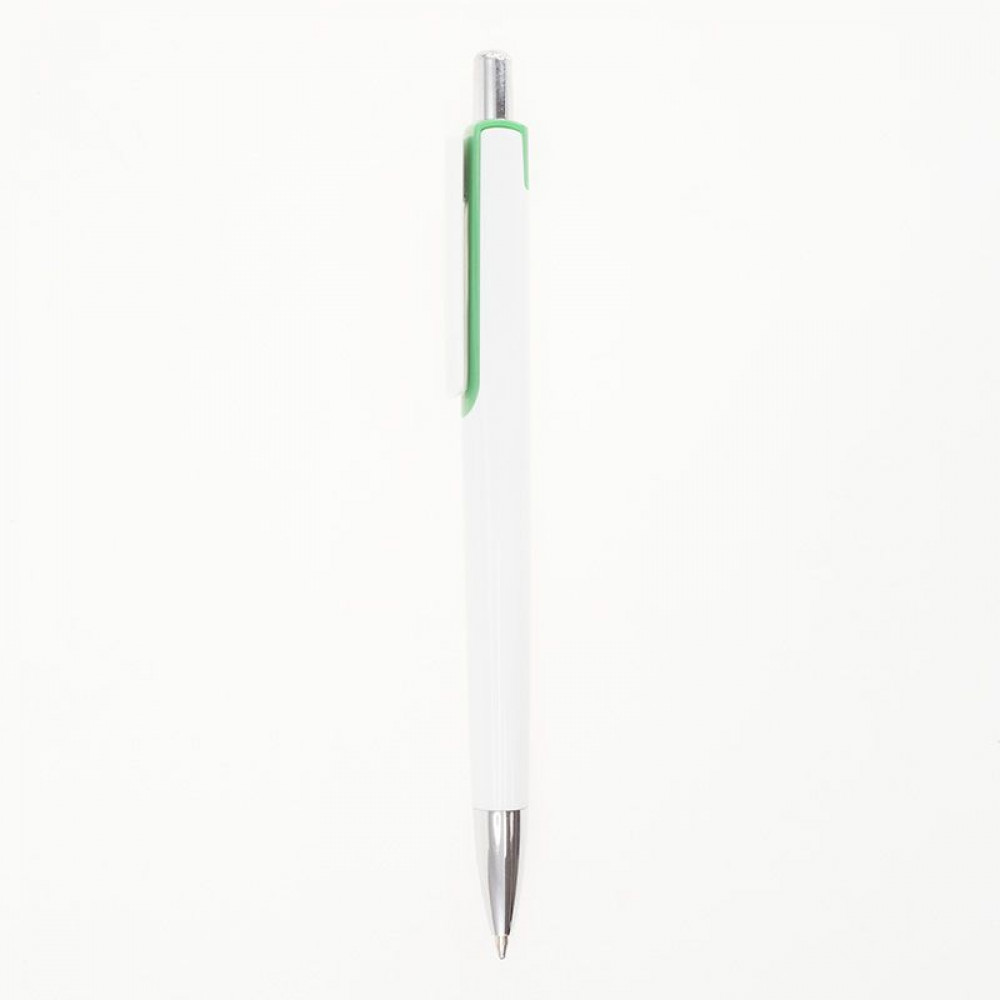 Купить Ручка пластиковая с белым корпусом, цветной вставкой и хромированным наконечником 1511  1511-4 в Киеве по самой низкой цене Bergamo на складе silcom.com.ua 