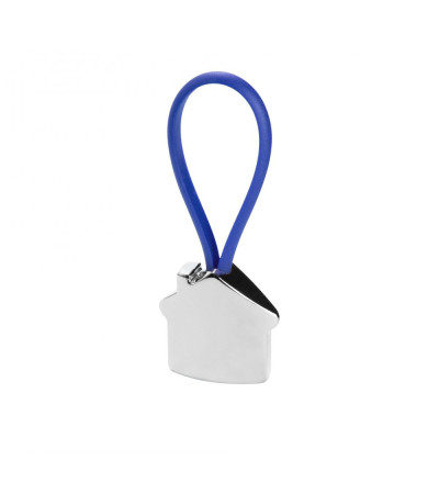 Брелок металевий у формі будиночка на силіконовому шнурку для ключів Bolky під гравіювання