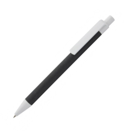 Ручка под названием Ecolour из переработанного цветного картонная с белыми пластиковыми элементами 731650 под логотип