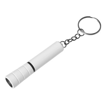 Брелок-ліхтарик із пластику в білому корпусі з кольоровим обідком 957733 під логотип