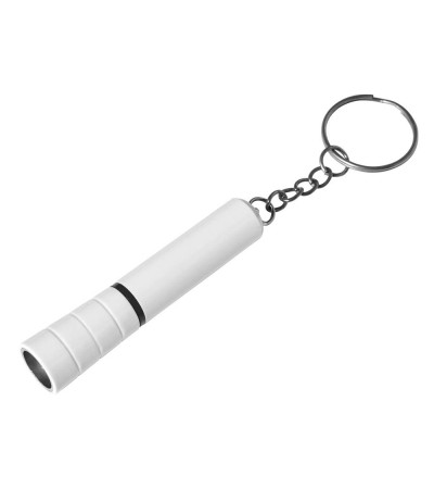 Брелок-фонарик из пластика в белом корпусе с цветным ободком 957733 под логотип