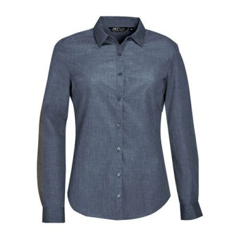 Рубашка женская из поплина меланж с длинным рукавом SOL’S BARNET WOMEN 014292