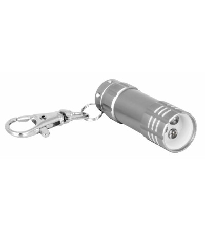 Ліхтарик у формі брелока, в металевому корпусі, з назвою FLASH MINI, що використовує LED діоди, під гравіювання