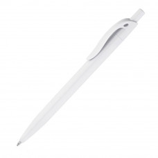 Ручка пластиковая в белом корпусе с цветным клипом 391498 под логотип