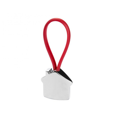 Брелок металевий у формі будиночка на силіконовому шнурку для ключів Bolky під гравіювання