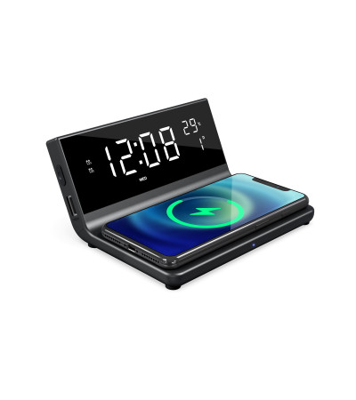 Бездротовий зарядний пристрій з годинником Cyber, TM TEG