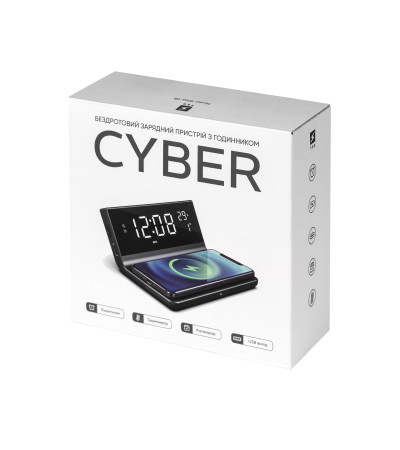Бездротовий зарядний пристрій з годинником Cyber, TM TEG
