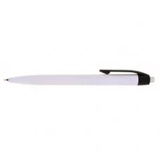 Ручка в пластиковому, білому корпусі з кольоровим кліпом, з назвою PROMO MADRID, під друк